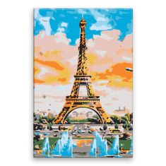 Malujsi Maľovanie podľa čísel - Maľba Eiffelovej veže - 80x120 cm, bez dreveného rámu