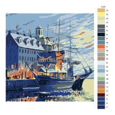 Malujsi Maľovanie podľa čísel - Loď v prístave - 40x40 cm, bez dreveného rámu