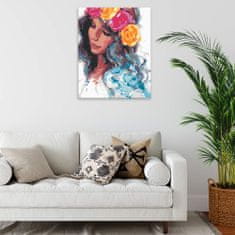 Malujsi Maľovanie podľa čísel - Dievča s čelenkou z kvetov - 80x100 cm, plátno vypnuté na rám
