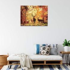 Malujsi Maľovanie podľa čísel - Jeseň s jeleňmi - 40x30 cm, bez dreveného rámu