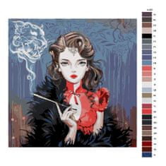 Malujsi Maľovanie podľa čísel - Dáma s cigarou - 40x40 cm, bez dreveného rámu
