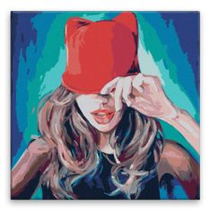 Malujsi Maľovanie podľa čísel - Dievča s čiapkou - 40x40 cm, bez dreveného rámu