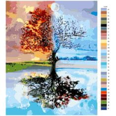 Malujsi Maľovanie podľa čísel - Strom v štyroch ročných obdobiach - 80x100 cm, plátno vypnuté na rám