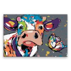 Malujsi Maľovanie podľa čísel - Krava a motýľ - 120x80 cm, bez dreveného rámu