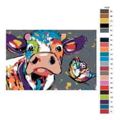 Malujsi Maľovanie podľa čísel - Krava a motýľ - 120x80 cm, bez dreveného rámu