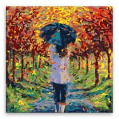 Malujsi Maľovanie podľa čísel - Dievča v jesennej aleji - 40x40 cm, bez dreveného rámu