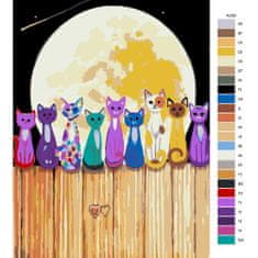 Malujsi Maľovanie podľa čísel - Mačky v splne mesiaca - 60x80 cm, plátno vypnuté na rám