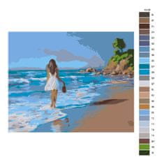 Malujsi Maľovanie podľa čísel - Dievča držiace topánky v mori - 100x80 cm, plátno vypnuté na rám