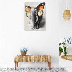 Malujsi Maľovanie podľa čísel - Slon s krídlami motýľa - 60x80 cm, plátno vypnuté na rám