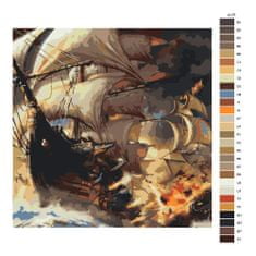 Malujsi Maľovanie podľa čísel - Horiaca loď - 40x40 cm, bez dreveného rámu