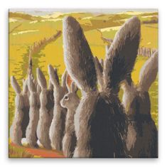 Malujsi Maľovanie podľa čísel - Zástup zajacov - 80x80 cm, plátno vypnuté na rám
