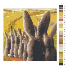 Malujsi Maľovanie podľa čísel - Zástup zajacov - 80x80 cm, plátno vypnuté na rám