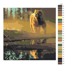 Malujsi Maľovanie podľa čísel - Medveď hnedý pri rieke - 40x40 cm, bez dreveného rámu