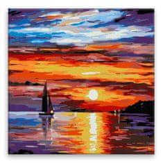 Malujsi Maľovanie podľa čísel - Západ slnka a loď - 80x80 cm, plátno vypnuté na rám