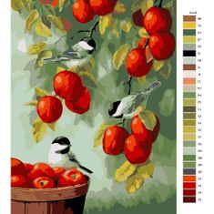 Malujsi Maľovanie podľa čísel - Vtáky a jablká - 60x80 cm, plátno vypnuté na rám