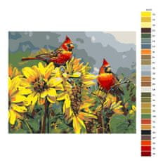 Malujsi Maľovanie podľa čísel - Vtáky v slnečniciach - 100x80 cm, plátno vypnuté na rám