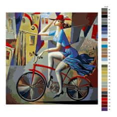 Malujsi Maľovanie podľa čísel - Žena na bicykli - 40x40 cm, bez dreveného rámu