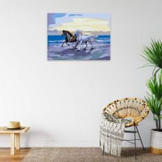Malujsi Maľovanie podľa čísel - Kone na pláži - 80x60 cm, plátno vypnuté na rám