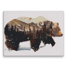 Malujsi Maľovanie podľa čísel - Les a medveď - 40x30 cm, bez dreveného rámu