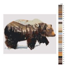 Malujsi Maľovanie podľa čísel - Les a medveď - 40x30 cm, bez dreveného rámu