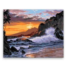 Malujsi Maľovanie podľa čísel - Západ slnka nad rozbúreným morom - 100x80 cm, plátno vypnuté na rám