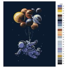 Malujsi Maľovanie podľa čísel - Astronaut a balóniky - 80x100 cm, plátno vypnuté na rám