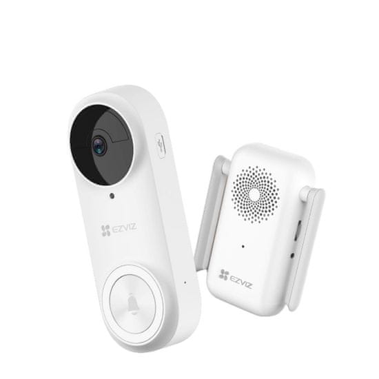 EZVIZ chytrá sada DB2 3K (5MP)/ Wi-Fi/ videotelefon/ bezdrátový zvonek/ rozlišení 2544x1888/ IP65/ bílý