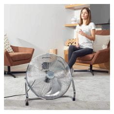 Ventilátor Black+Decker, BXEFF120E, podlahový, nerez oceľ, 3 rýchlosti, 50 cm priemer, 120 W