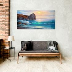 COLORAY.SK Skleneny obraz Maľovanie oceánu pobrežie 100x50 cm
