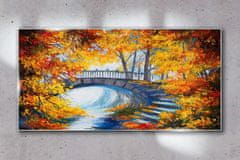 COLORAY.SK Skleneny obraz Stromy opustí bridge rieka 140x70 cm