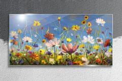 COLORAY.SK Skleneny obraz Maľovanie kvety lúka 140x70 cm