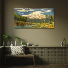 COLORAY.SK Skleneny obraz Maľovanie hory mraky 100x50 cm