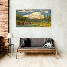 COLORAY.SK Skleneny obraz Maľovanie hory mraky 100x50 cm