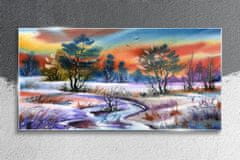 COLORAY.SK Skleneny obraz Zimný maľba stromov 120x60 cm