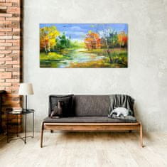 COLORAY.SK Skleneny obraz Maľovanie lesné rieka príroda 100x50 cm