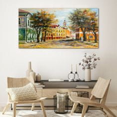 COLORAY.SK Skleneny obraz Maľovanie mesta jeseň 120x60 cm
