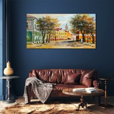 COLORAY.SK Skleneny obraz Maľovanie mesta jeseň 120x60 cm