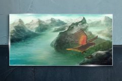 COLORAY.SK Skleneny obraz Maľovanie hory zvieracie vták 120x60 cm