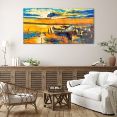 COLORAY.SK Obraz na skle Port západ slnka nebo 140x70 cm