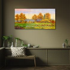 COLORAY.SK Skleneny obraz Jesenné maľba dediny 100x50 cm