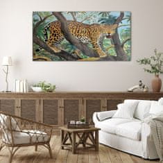 COLORAY.SK Skleneny obraz Džungľa strom zvieracie mačka 140x70 cm