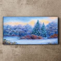 COLORAY.SK Obraz Canvas Akvarel Snow Strom les 140x70 cm