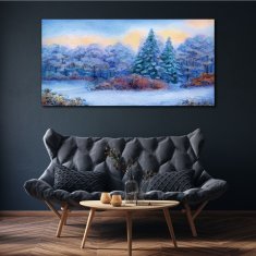 COLORAY.SK Obraz Canvas Akvarel Snow Strom les 140x70 cm