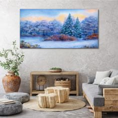 COLORAY.SK Obraz Canvas Akvarel Snow Strom les 140x70 cm