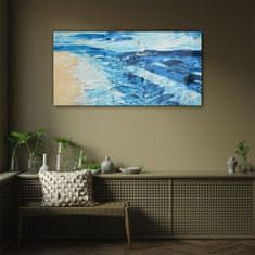 COLORAY.SK Skleneny obraz Maľovanie pobreží mora lodi 100x50 cm