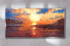 COLORAY.SK Skleneny obraz Jazero mraky sunset 140x70 cm