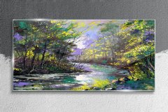 COLORAY.SK Skleneny obraz Maľovanie lesných riek 140x70 cm