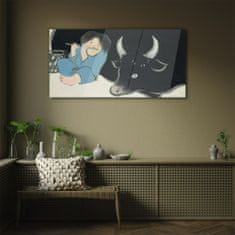 COLORAY.SK Sklenený obraz Abstrakcie chlapec zviera 100x50 cm