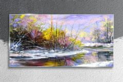 COLORAY.SK Skleneny obraz Zimné strom rieka voľne žijúcich živočíchov 100x50 cm