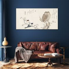 COLORAY.SK Sklenený obraz Vetva zvieratá vtákov sova 120x60 cm